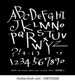 alphabet and numbers - hand drawn in vector / Handwritten alphabet