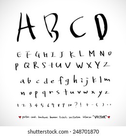 alphabet and numbers - hand drawn in vector / Handwritten alphabet