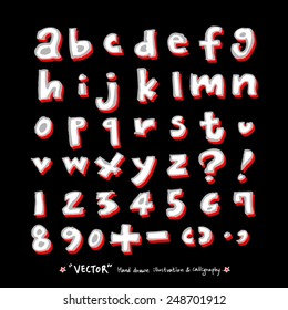 alphabet and numbers - hand drawn in vector / Handwritten alphabet