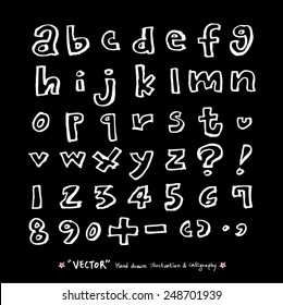 alphabet and numbers - hand drawn in vector / Handwritten alphabet