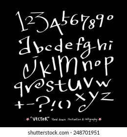 alphabet and numbers - hand drawn in vector / Handwritten alphabet