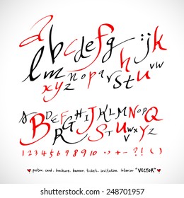 alphabet and numbers - hand drawn in vector / Handwritten alphabet