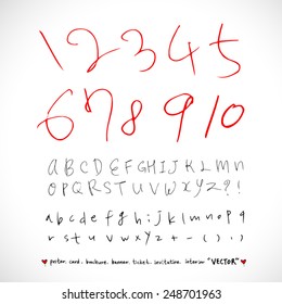 alphabet and numbers - hand drawn in vector / Handwritten alphabet