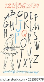 alphabet and numbers hand drawn in vector  Handwritten alphabet