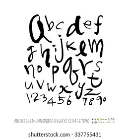 alphabet and numbers - hand drawn in vector / Handwritten 