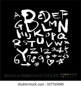 alphabet and numbers - hand drawn in vector / Handwritten
