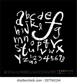 alphabet and numbers - hand drawn in vector / Handwritten
