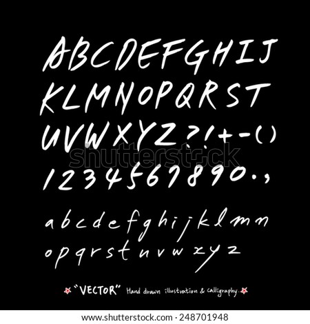 alphabet and numbers - hand drawn in vector / Handwritten alphabet