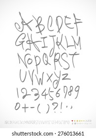 alphabet and numbers / Handwritten alphabet - vector