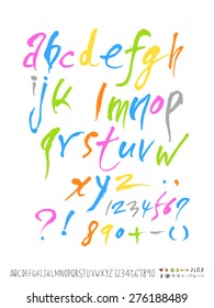 alphabet and numbers / Handwritten alphabet - vector