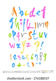 alphabet and numbers / Handwritten alphabet - vector