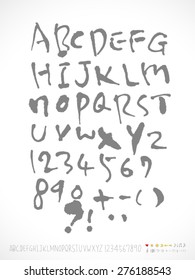 alphabet and numbers / Handwritten alphabet - vector