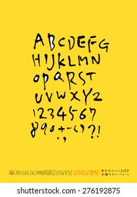 alphabet and numbers / Handwritten alphabet - vector