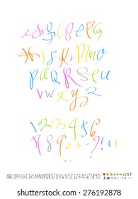 alphabet and numbers / Handwritten alphabet - vector