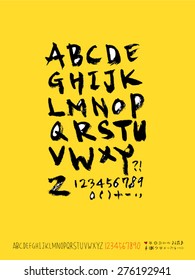 alphabet and numbers / Handwritten alphabet - vector