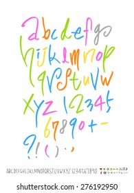 alphabet and numbers / Handwritten alphabet - vector