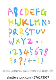 alphabet and numbers / Handwritten alphabet - vector