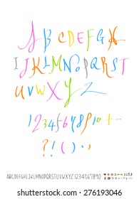 alphabet and numbers / Handwritten alphabet - vector