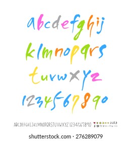 alphabet and numbers / Handwritten alphabet - vector