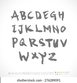 alphabet and numbers / Handwritten alphabet - vector