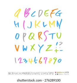 alphabet and numbers / Handwritten alphabet - vector
