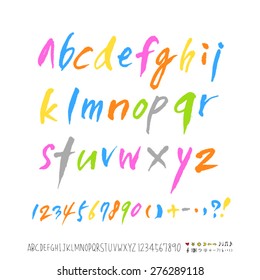 alphabet and numbers / Handwritten alphabet - vector