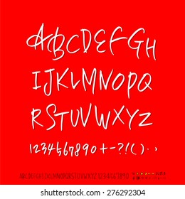 alphabet and numbers / Handwritten alphabet - vector