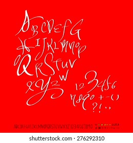 alphabet and numbers / Handwritten alphabet - vector