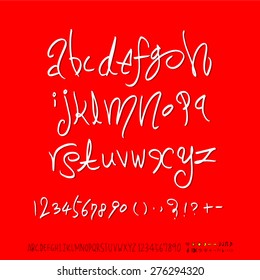 alphabet and numbers / Handwritten alphabet - vector