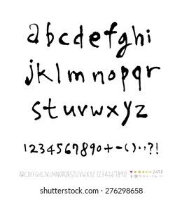 alphabet and numbers / Handwritten alphabet - vector
