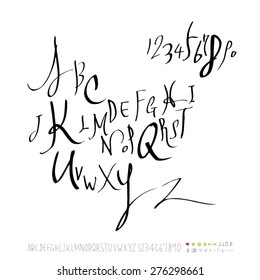 alphabet and numbers / Handwritten alphabet - vector