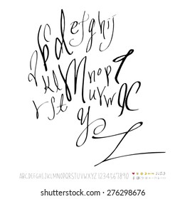 alphabet and numbers / Handwritten alphabet - vector