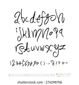 alphabet and numbers / Handwritten alphabet - vector