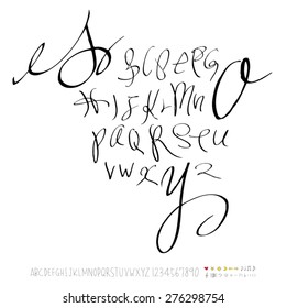alphabet and numbers / Handwritten alphabet - vector