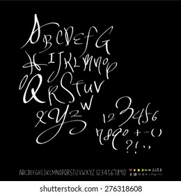 alphabet and numbers / Handwritten alphabet - vector