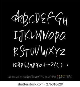 alphabet and numbers / Handwritten alphabet - vector