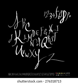 alphabet and numbers / Handwritten alphabet - vector