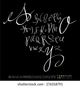 alphabet and numbers / Handwritten alphabet - vector