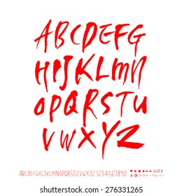 alphabet and numbers / Handwritten alphabet - vector