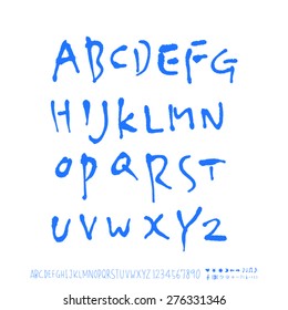 alphabet and numbers / Handwritten alphabet - vector