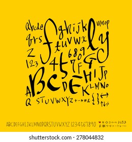 alphabet and numbers / Handwritten alphabet - vector