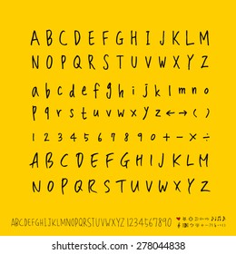alphabet and numbers / Handwritten alphabet - vector