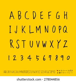 alphabet and numbers / Handwritten alphabet - vector