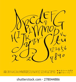 alfabeto y números / alfabeto manuscrito - vector