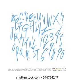 alphabet and numbers / Handwritten alphabet - vector