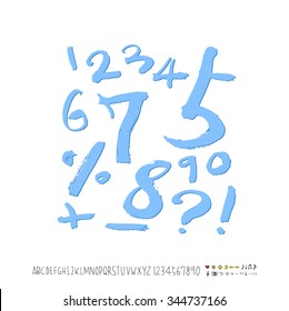 alphabet and numbers / Handwritten alphabet - vector