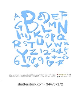 alphabet and numbers / Handwritten alphabet - vector