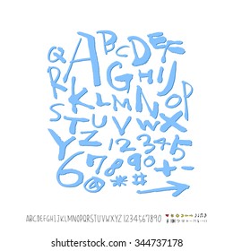 alphabet and numbers / Handwritten alphabet - vector