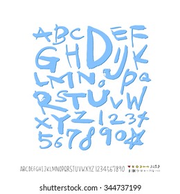 alphabet and numbers / Handwritten alphabet - vector