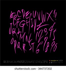 alphabet and numbers / Handwritten alphabet - vector